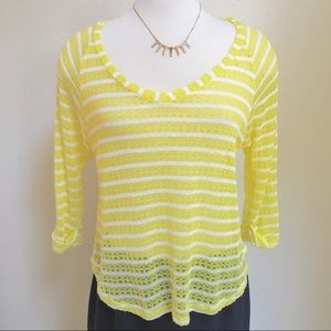 Splendid open weave yellow striped shirt M